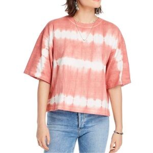 NWT Women’s LINI Pink and White Boxy Short Sleeve Tee Size Small